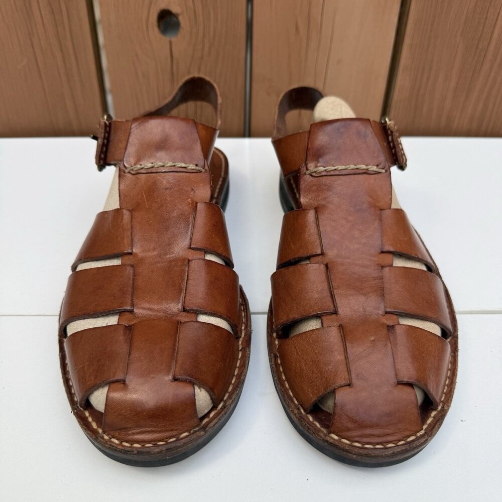 Cole Haan Mens Fishermen Sandals Brown Leather Buckle Sz 11 D - Picture 2 of 8